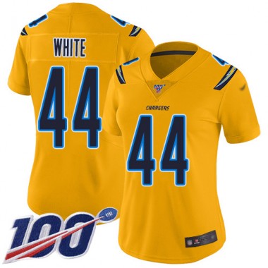 Los Angeles Chargers NFL Football Kyzir White Gold Jersey Women Limited #44 100th Season Inverted Legend->los angeles chargers->NFL Jersey
